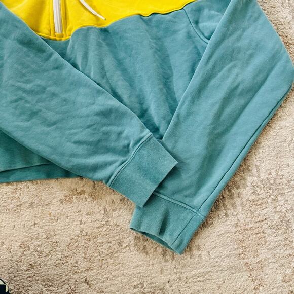 Nike blue green color block quarter zip cropped hoodie woman’s large - Picture 3 of 9